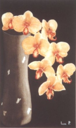 Le vase aux orchides aquarelle 21cm x 35cm