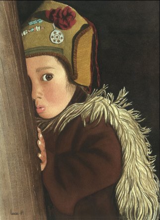 L'enfant du Zanskar aquarelle 28cm x 38cm