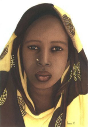 La Somalienne aquarelle 27cm x 37cm